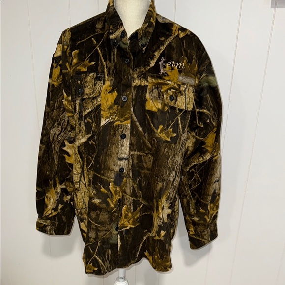 Columbia Brown Leaf Pattern Shirt Jacket - Picture 1 of 4